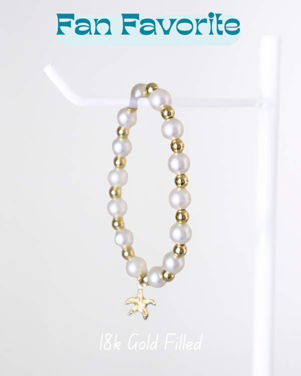 18K Gold Filled Starfish Pearl Bracelet