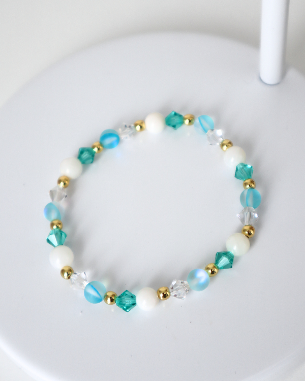 18K Gold Filled Blue Sea Glass Bracelet