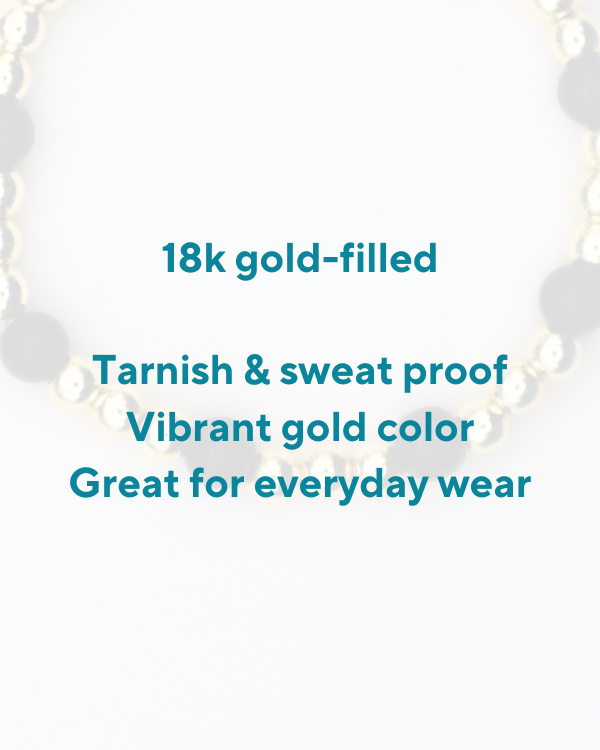 18K Gold Filled Black Bead Bracelet