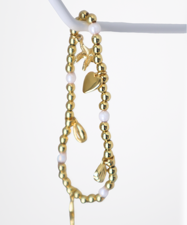 18K Gold Filled Summer Charm Bracelet Beaded