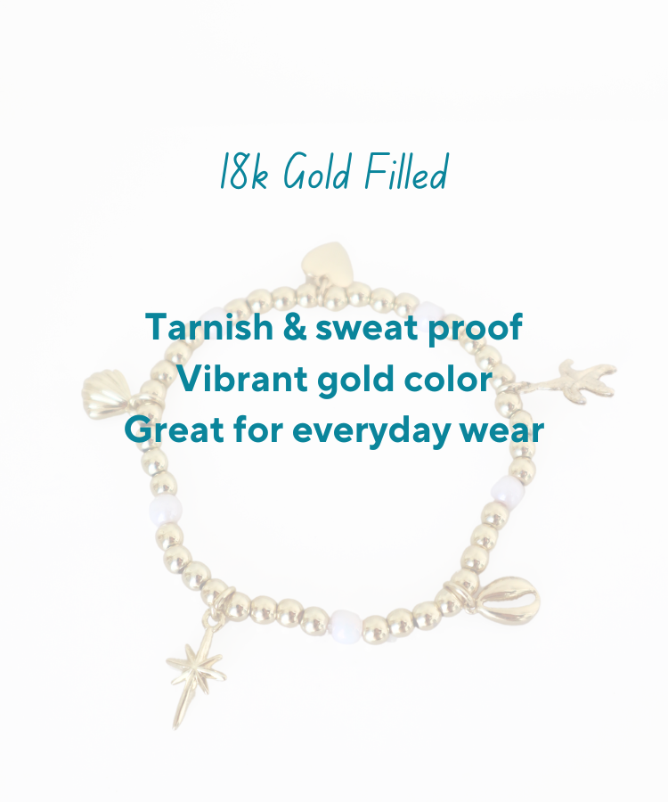 18K Gold Filled Summer Charm Bracelet Beaded