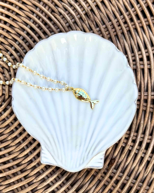18K Gold Filled Gone Fishing Choker Necklace
