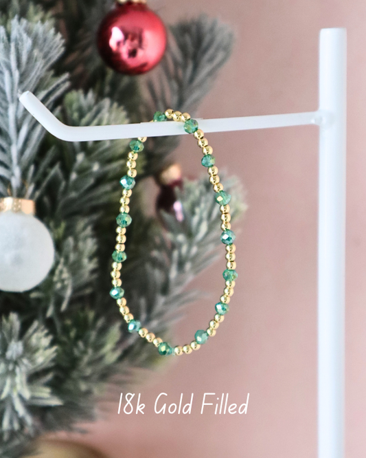 18K Gold Filled Green Bling Bracelet