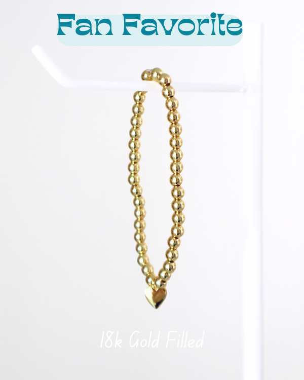 18k Gold Filled Heart Bracelet - Tarnish Free