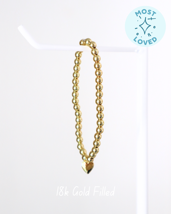 18k Gold Filled Heart Bracelet - Tarnish Free