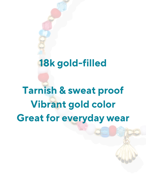 18K Gold Filled Patriotic Mermaid  Bracelet