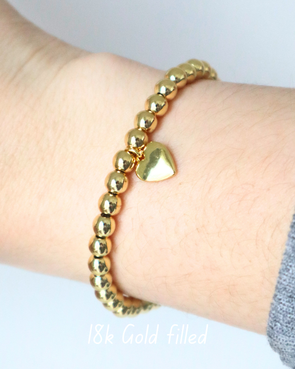 18k Gold Filled Heart Bracelet - Tarnish Free