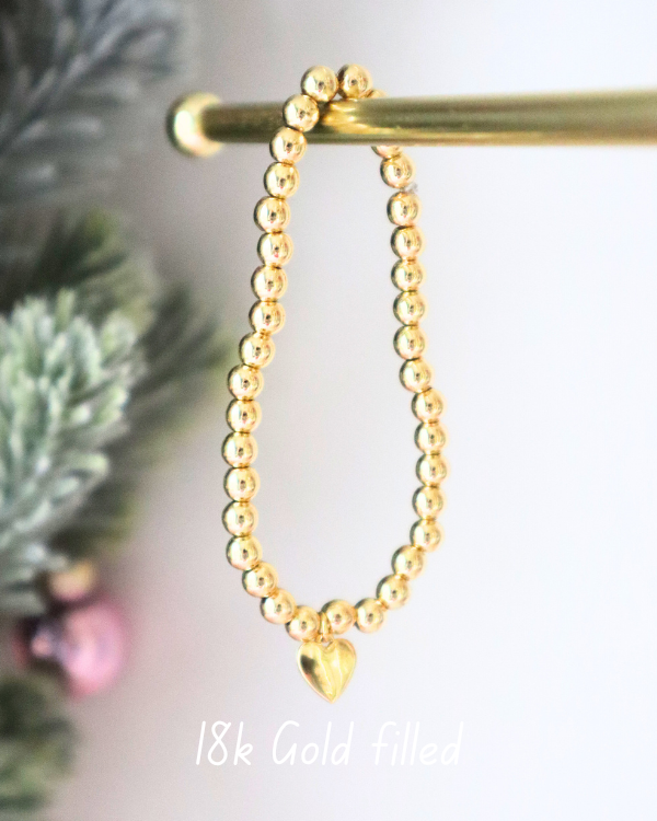 18k Gold Filled Heart Bracelet - Tarnish Free