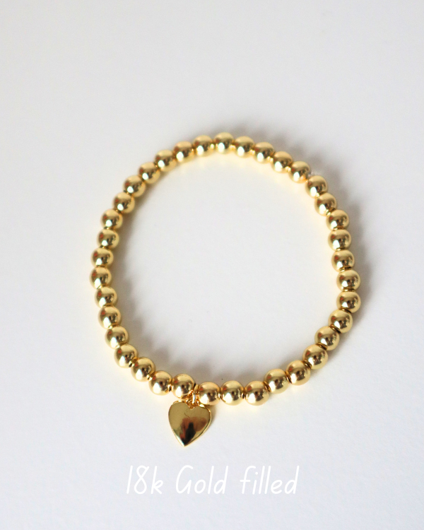 18k Gold Filled Heart Bracelet - Tarnish Free