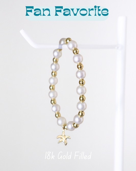 18K Gold Filled Starfish Pearl Bracelet