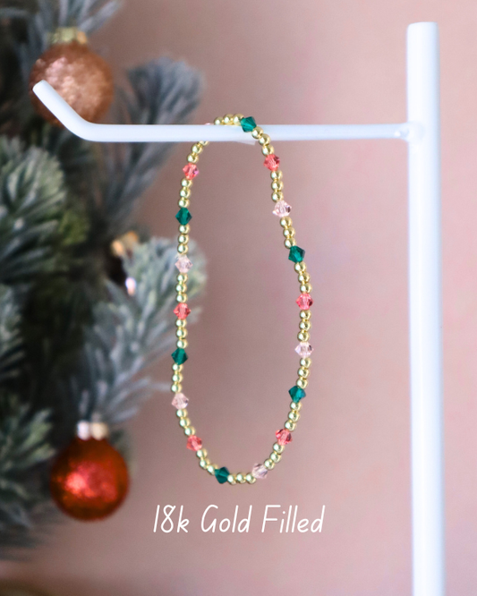18k Gold Filled Pink & Green Bling Bracelet