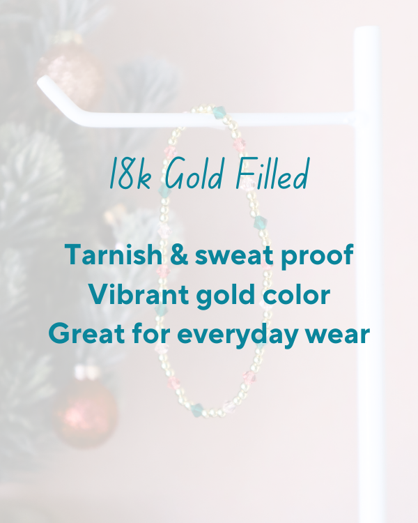 18k Gold Filled Pink & Green Bling Bracelet