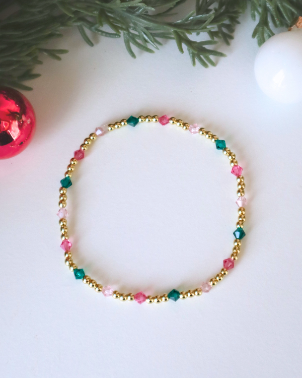 18k Gold Filled Pink & Green Bling Bracelet