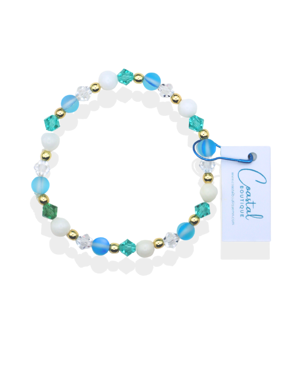 18K Gold Filled Blue Sea Glass Bracelet