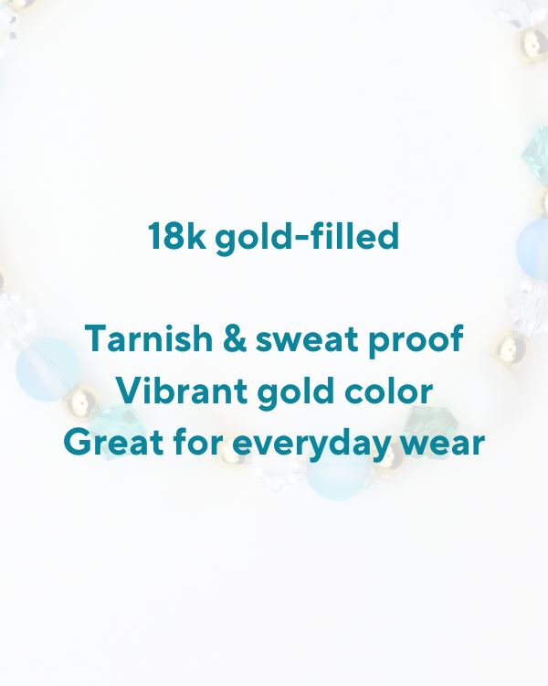 18K Gold Filled Blue Sea Glass Bracelet