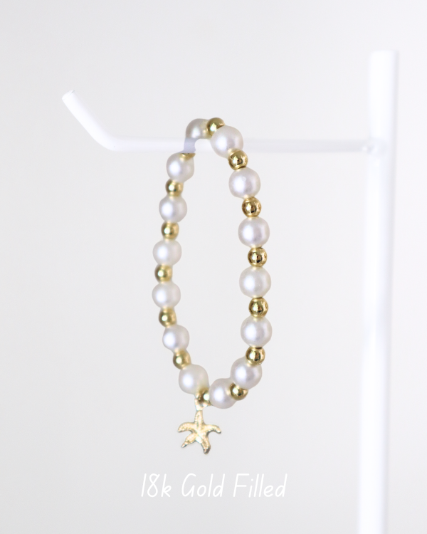 18K Gold Filled Starfish Pearl Bracelet