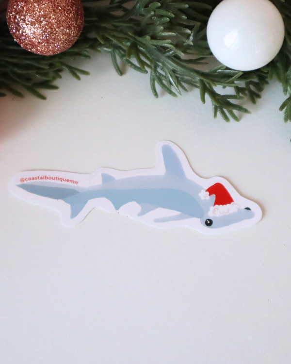Holiday Shark Santa Vinyl Sticker