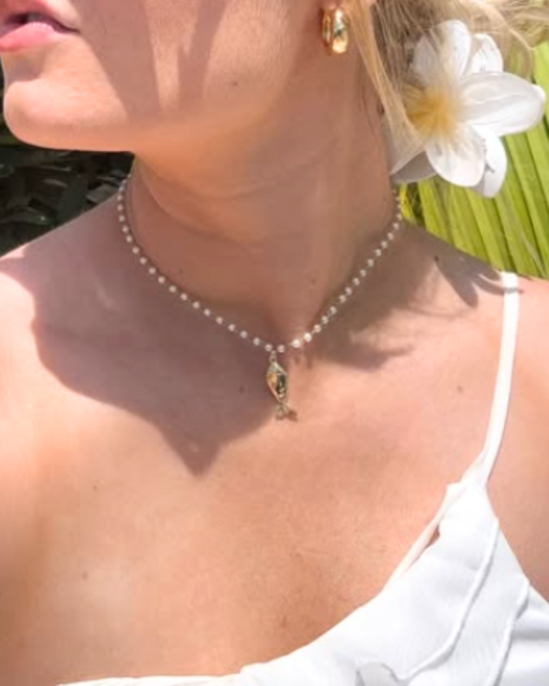 18K Gold Filled Gone Fishing Choker Necklace